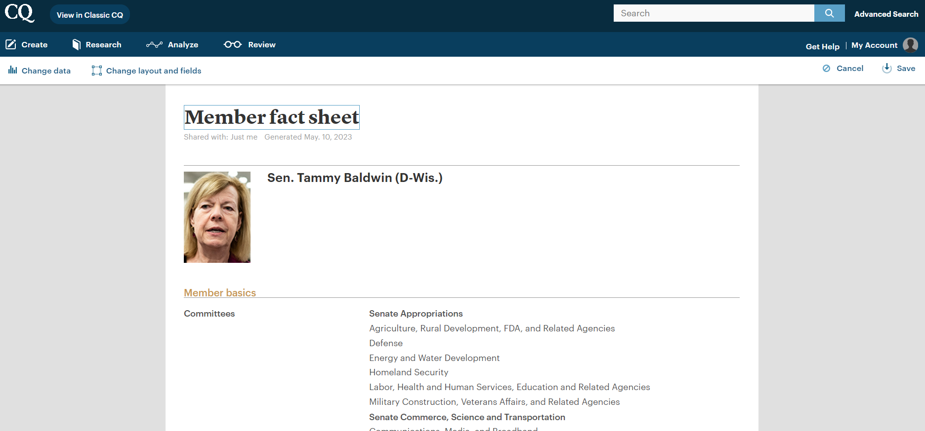 Where can I find a list of mailing addresses for Senators in CQ? CQ