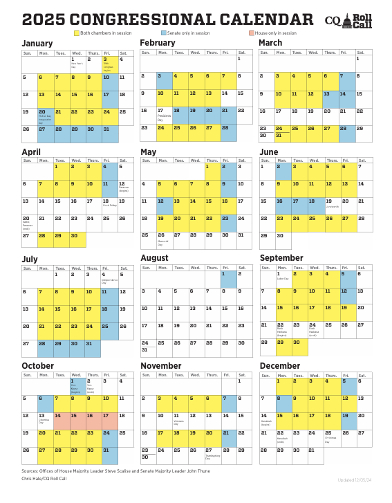 Combined 2025 Congressional Calendar CQ